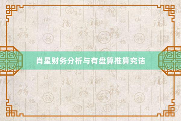 肖星财务分析与有盘算推算究诘