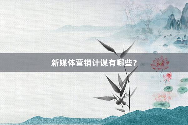 新媒体营销计谋有哪些？